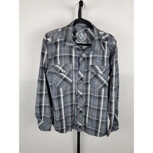 1948 Raider Jean Co Plaid Western Shirt Size Large Pearl Snap Button Down Shirt